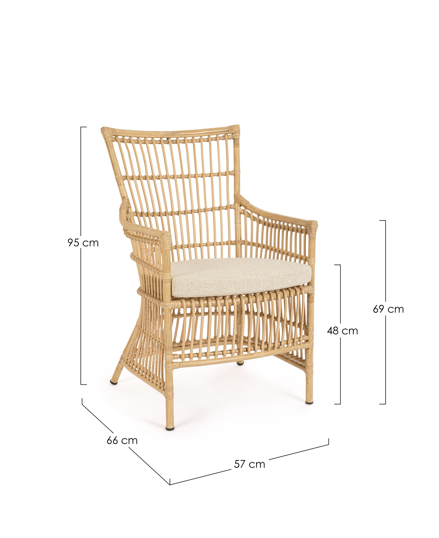 Poltrona da esterno in alluminio effetto Rattan con cuscino seduta