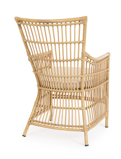 Poltrona da esterno in alluminio effetto Rattan con cuscino seduta