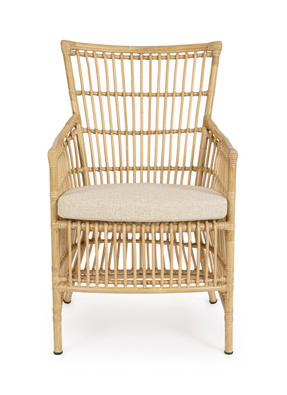 Poltrona da esterno in alluminio effetto Rattan con cuscino seduta