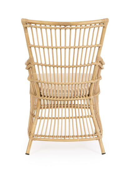 Poltrona da esterno in alluminio effetto Rattan con cuscino seduta
