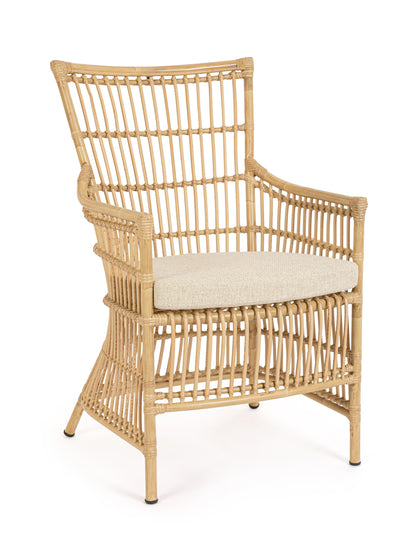 Poltrona da esterno in alluminio effetto Rattan con cuscino seduta