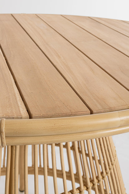 Tavolo da esterno in alluminio effetto Rattan piano in Teak