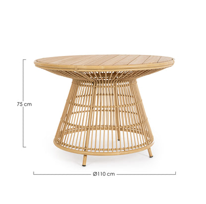 Tavolo da esterno in alluminio effetto Rattan piano in Teak