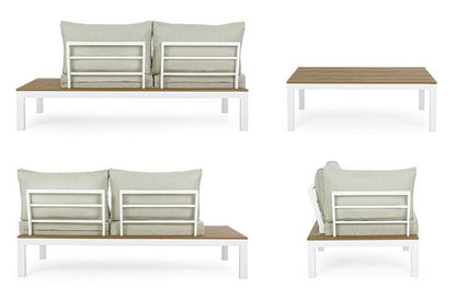 Set salotto da esterno in alluminio con inserti teak - lapagoda.net