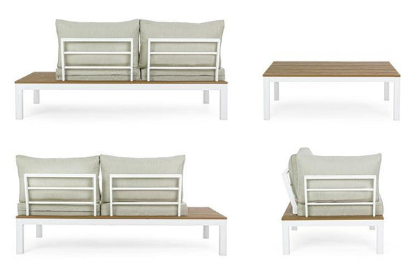 Set salotto da esterno in alluminio con inserti teak