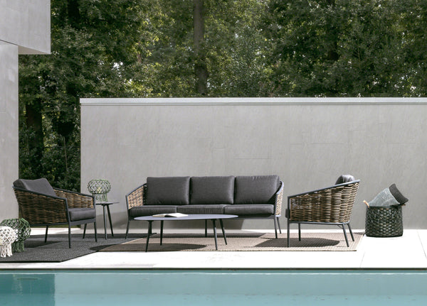 Set salotto per esterno in rattan sintetico e alluminio
