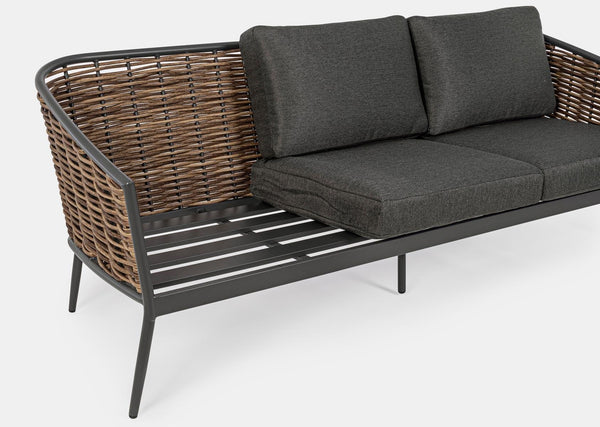Set salotto per esterno in rattan sintetico e alluminio