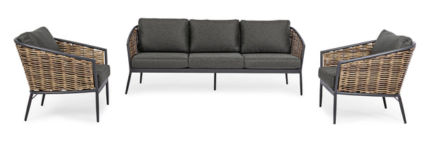 Set salotto per esterno in rattan sintetico e alluminio