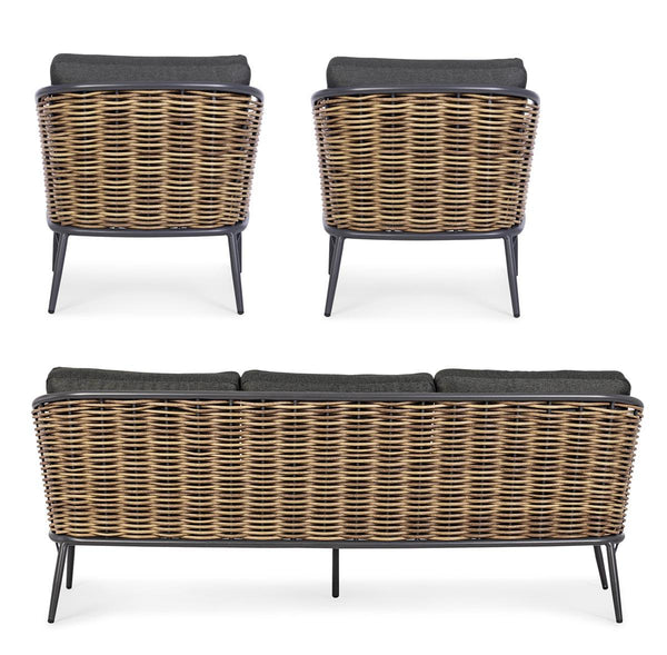 Set salotto per esterno in rattan sintetico e alluminio