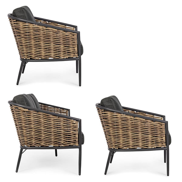 Set salotto per esterno in rattan sintetico e alluminio