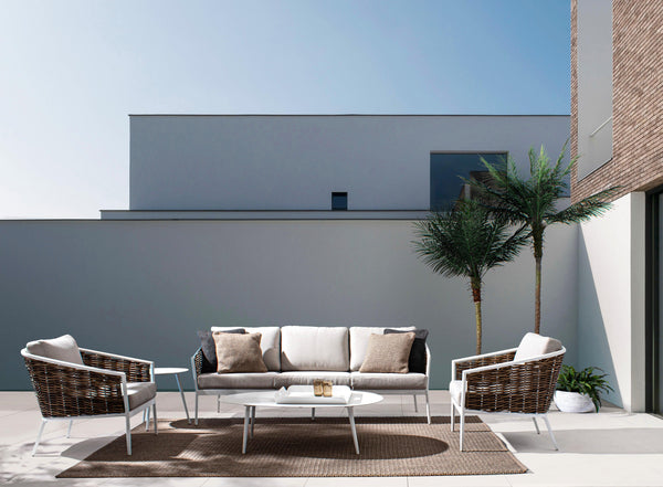 Set salotto per esterno in rattan sintetico e alluminio