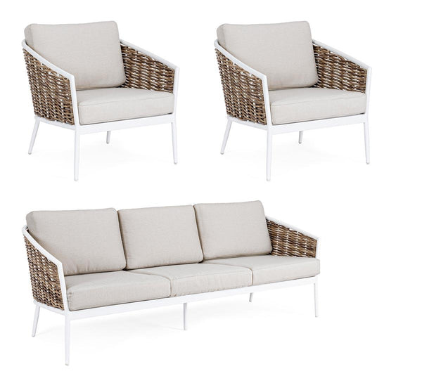 Set salotto per esterno in rattan sintetico e alluminio