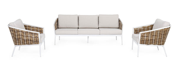 Set salotto per esterno in rattan sintetico e alluminio