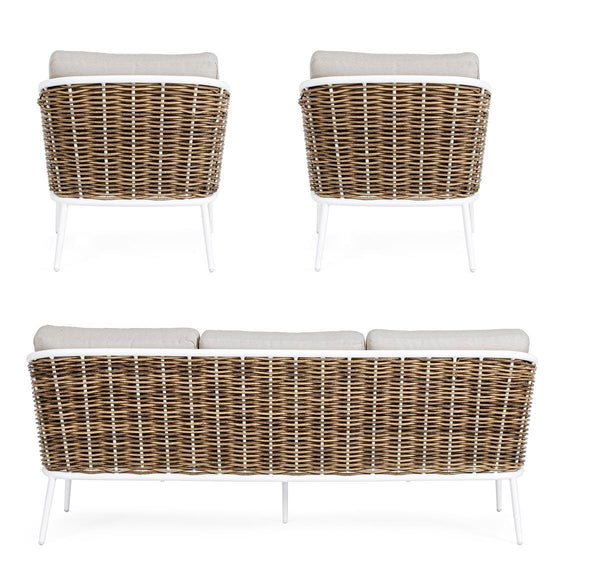 Set salotto per esterno in rattan sintetico e alluminio