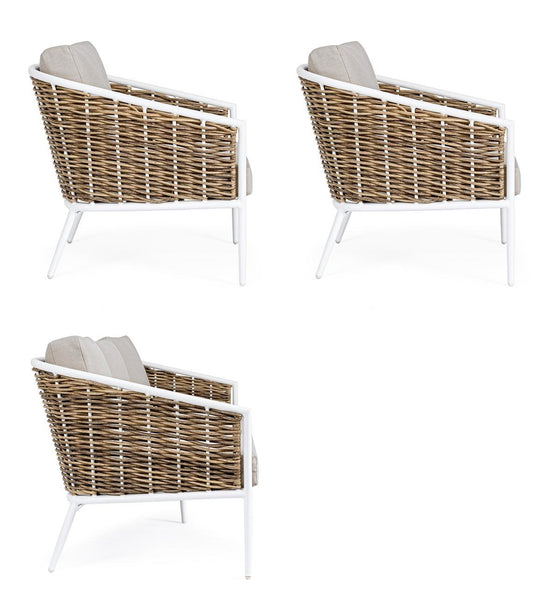 Set salotto per esterno in rattan sintetico e alluminio