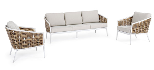 Set salotto per esterno in rattan sintetico e alluminio