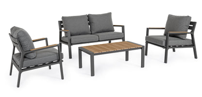 Set poltrone divano tavolino da esterno in alluminio con inserti teak - lapagoda.net