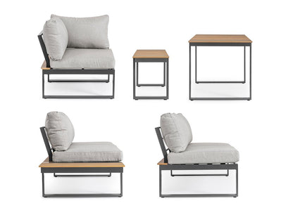 Set Angolare da esterno in alluminio con inserti teak - lapagoda.net