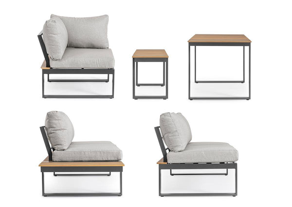 Set Angolare da esterno in alluminio con inserti teak