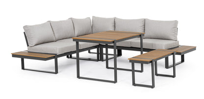 Set Angolare da esterno in alluminio con inserti teak - lapagoda.net