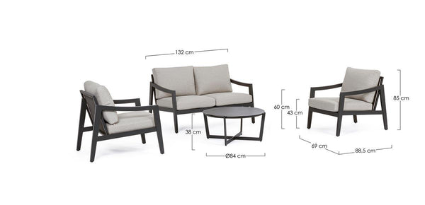 Set salotto etnico per esterno in alluminio con cuscini