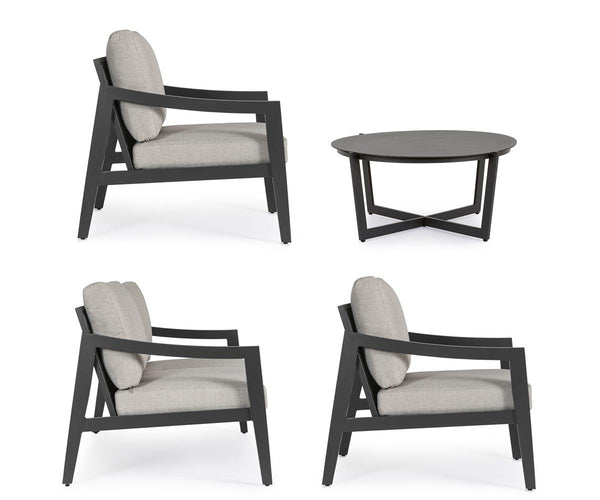 Set salotto etnico per esterno in alluminio con cuscini