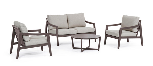 Set salotto etnico per esterno in alluminio con cuscini
