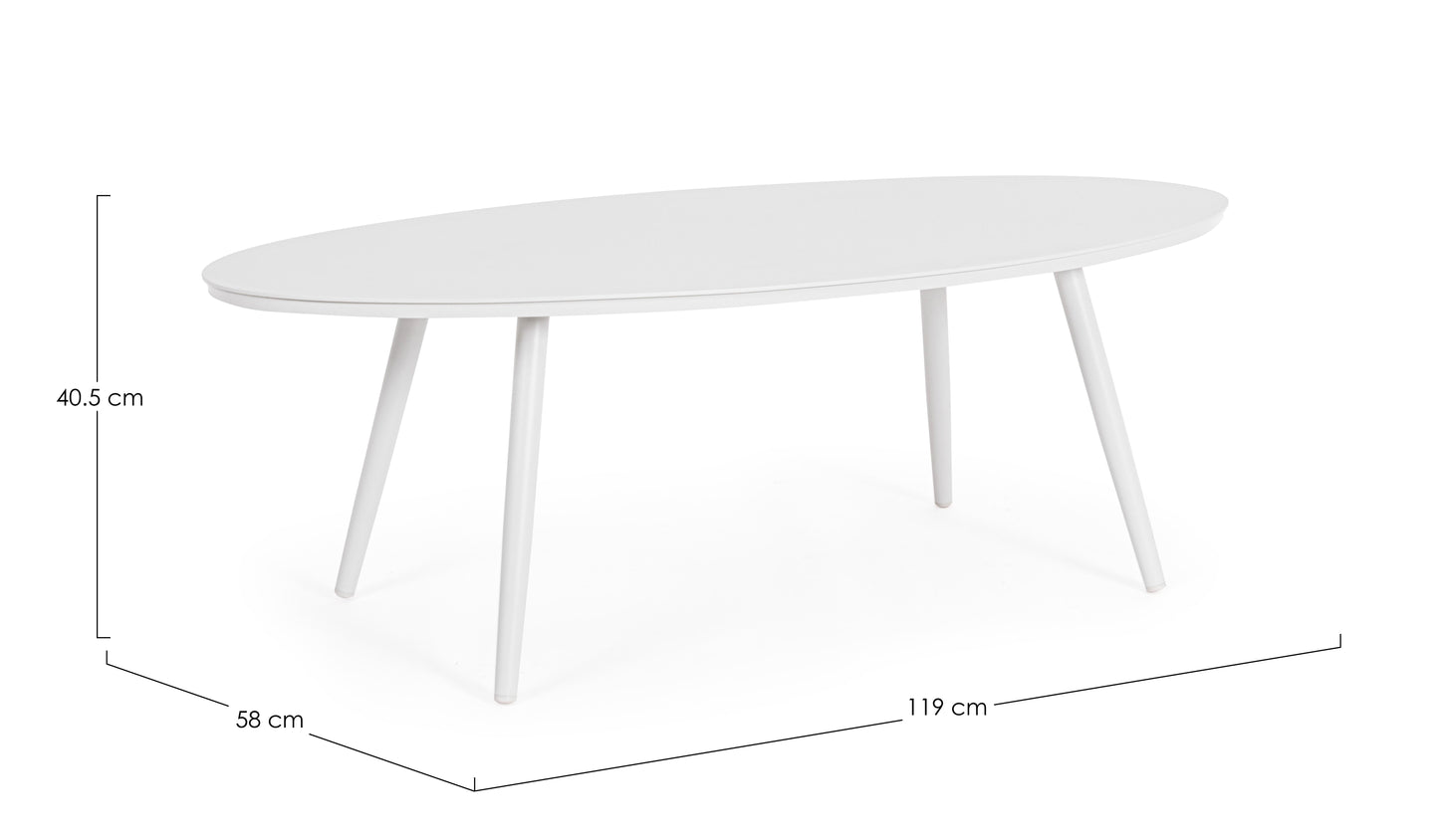 Tavolino da esterno in alluminio verniciato bianco o antracite