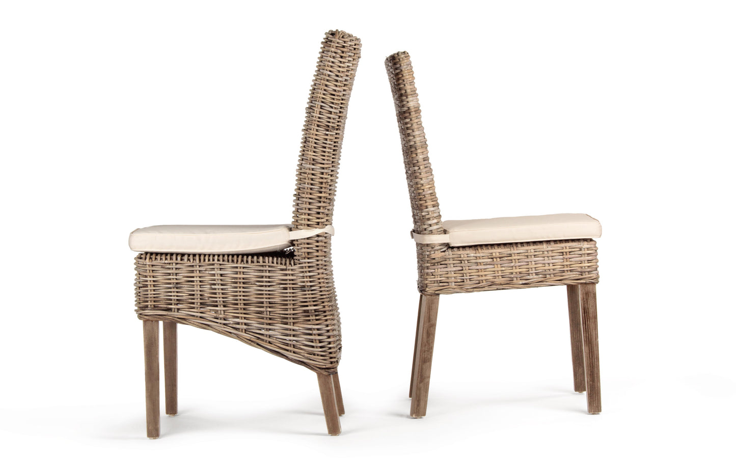 Sedia pranzo in legno massiccio e Rattan kubu intrecciato naturale
