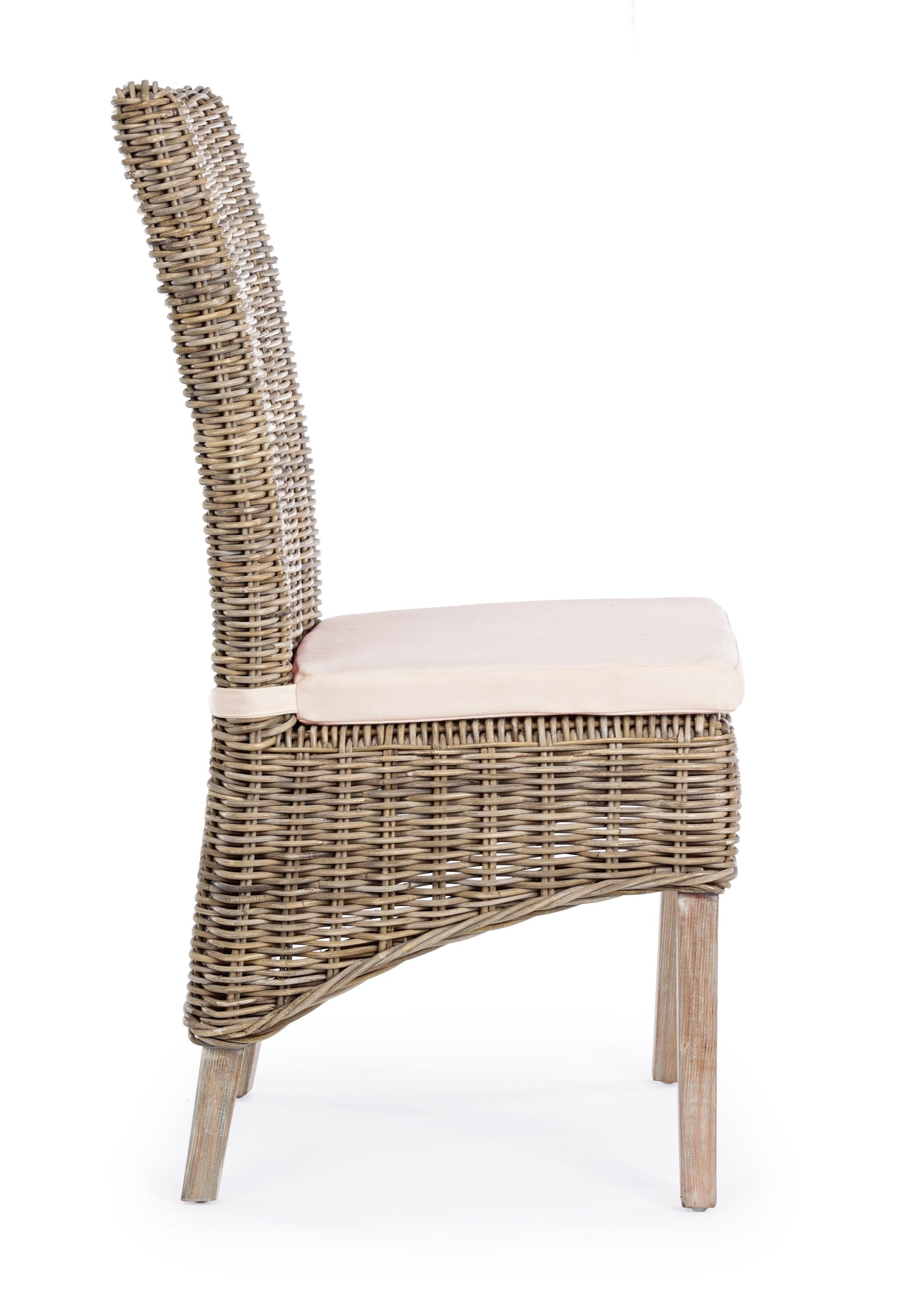 Sedia pranzo in legno massiccio e Rattan kubu intrecciato naturale