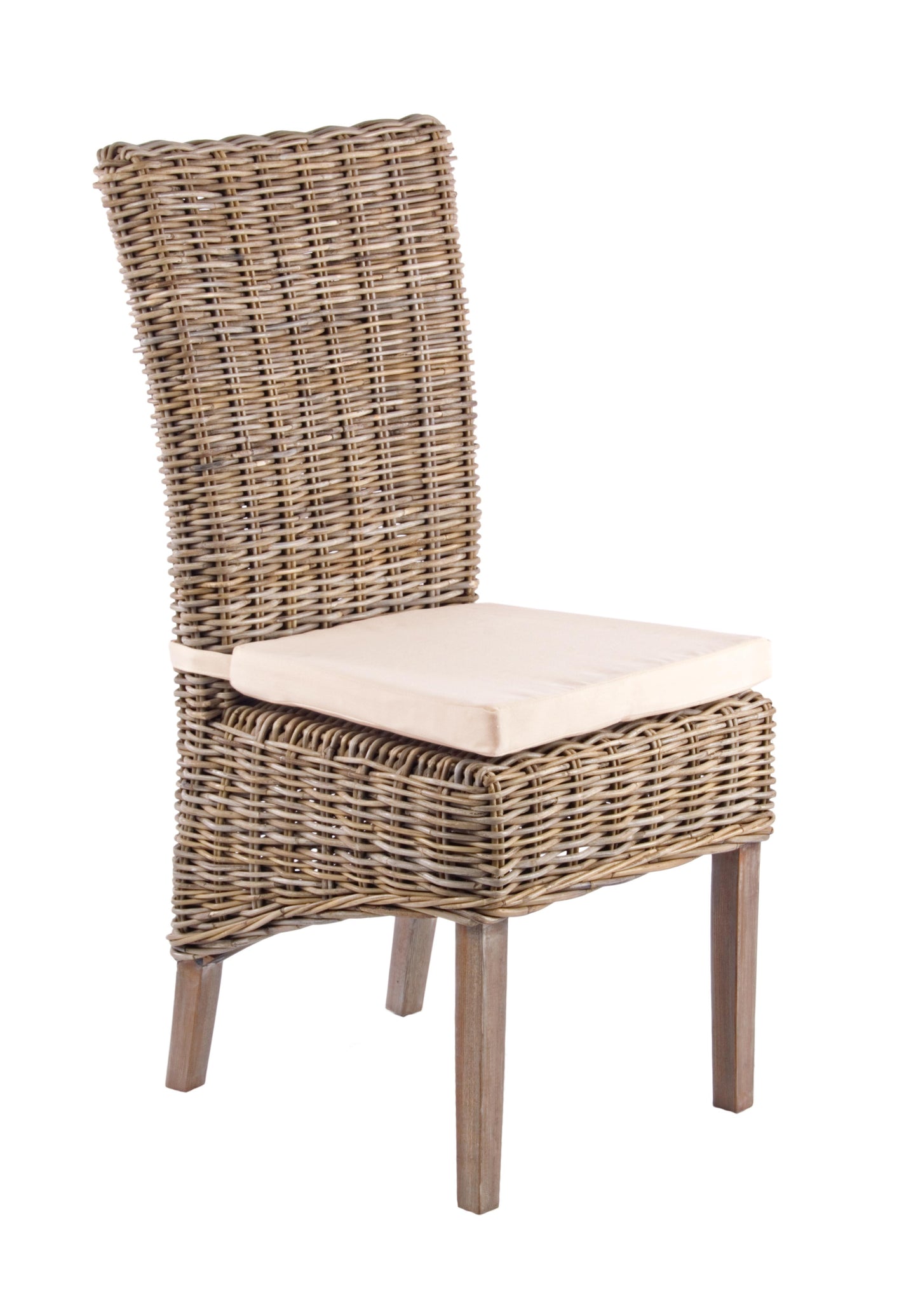 Sedia pranzo in legno massiccio e Rattan kubu intrecciato naturale