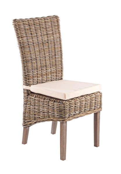 Sedia pranzo in legno massiccio e Rattan kubu intrecciato naturale
