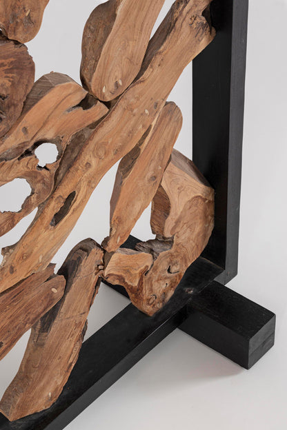 Paravento separè etnico legno massello e radici di teak - lapagoda.net