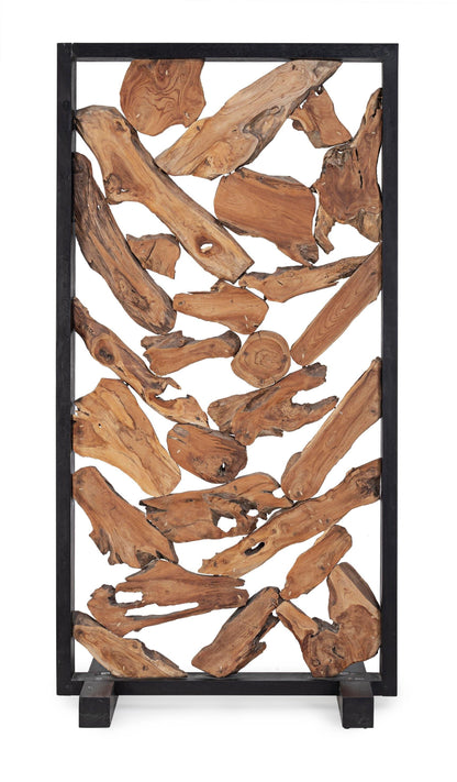Paravento separè etnico legno massello e radici di teak - lapagoda.net
