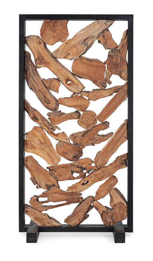Paravento separè etnico legno massello e radici di teak - lapagoda.net
