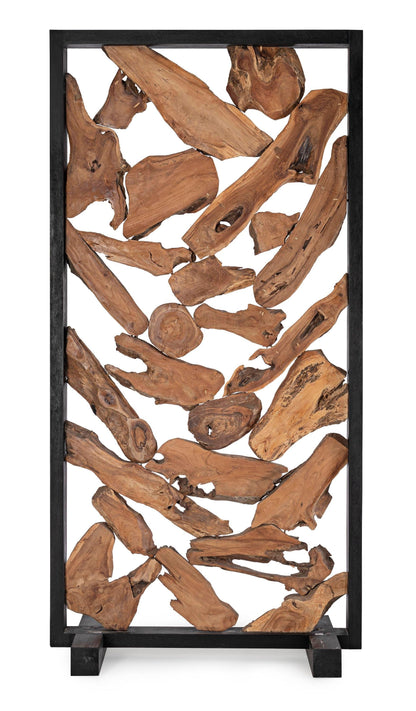Paravento separè etnico legno massello e radici di teak - lapagoda.net