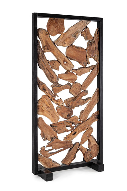 Paravento separè etnico legno massello e radici di teak - lapagoda.net
