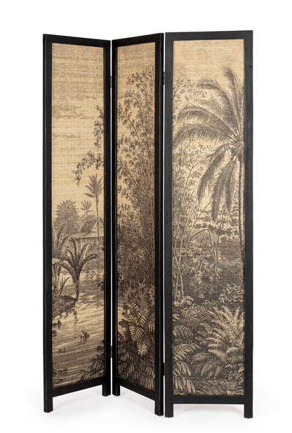 Paravento separe vintage cinese in Bamboo dipinto