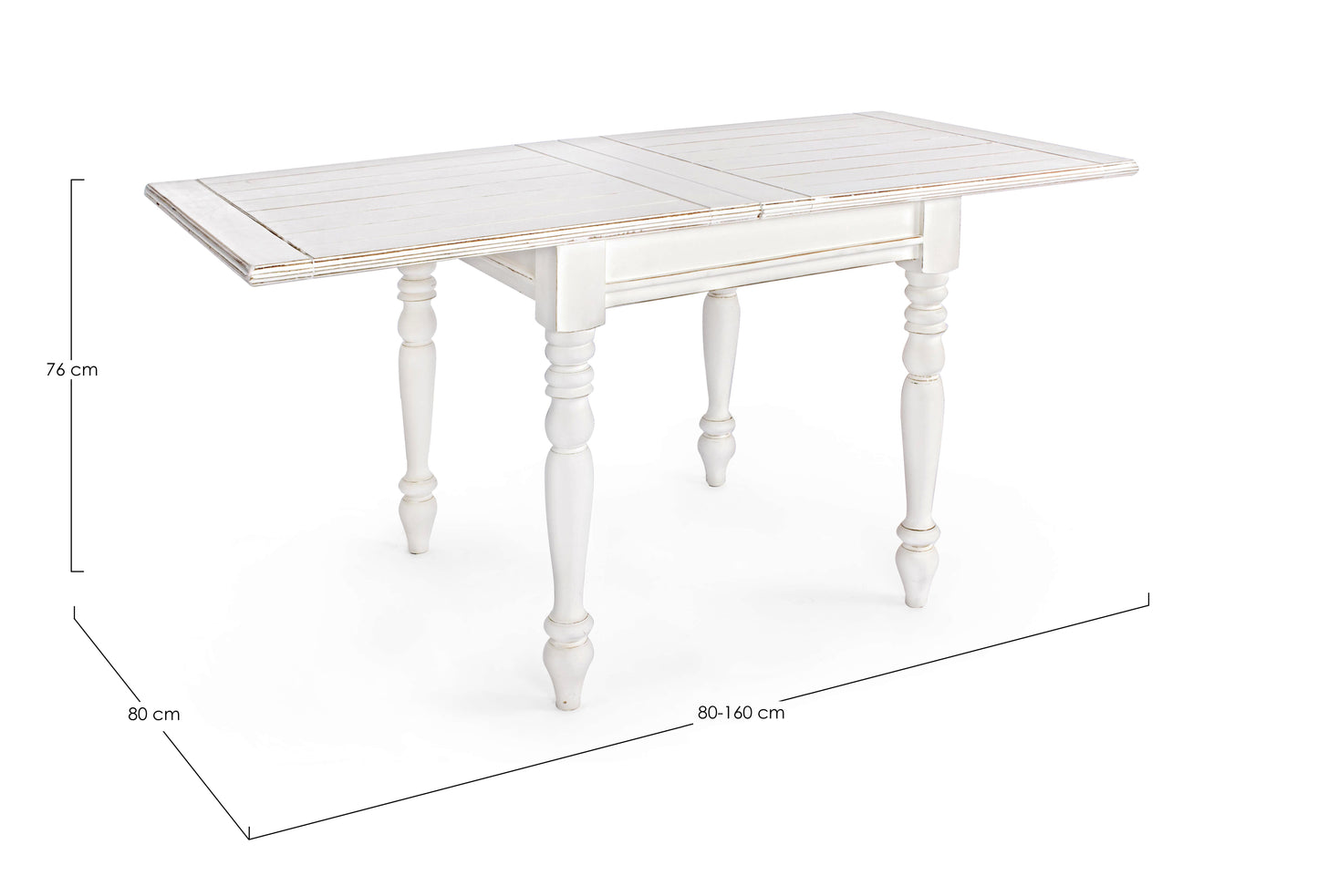 TAVOLO legno massello shabby chic COLETTE ALLUNG. 80-160X80