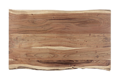 Tavolino etnico industrial legno massiccio bordo vivo e ferro