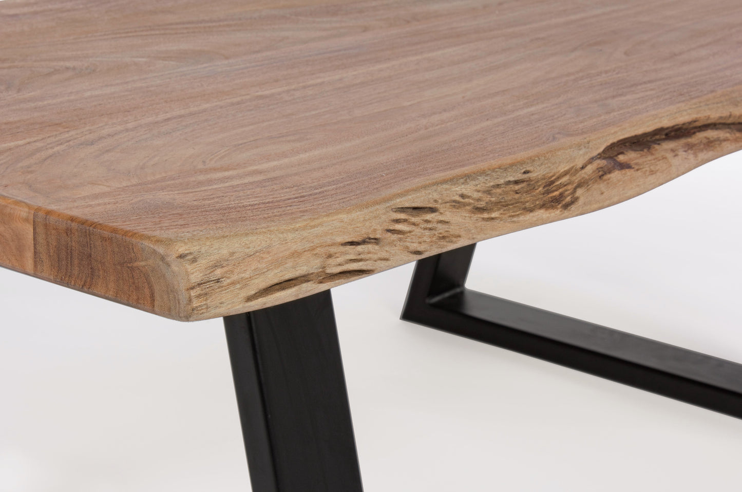 Tavolino da caffè industrial legno massiccio bordo vivo e ferro