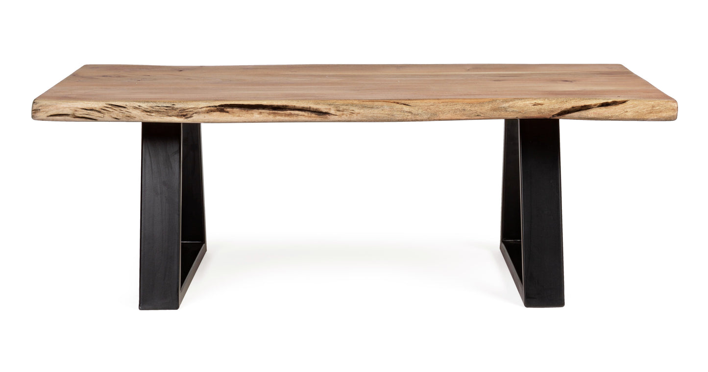 Tavolino da caffè industrial legno massiccio bordo vivo e ferro