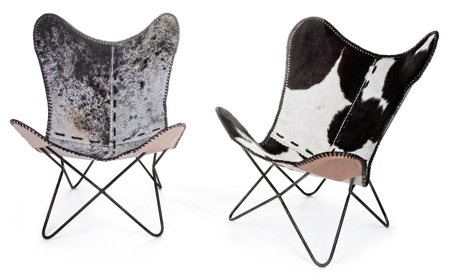 Coppia Poltrone design vintage struttura in ferro seduta in vera pelle