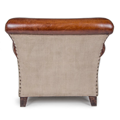 Poltrona Charleston vintage con inserti in vera pelle