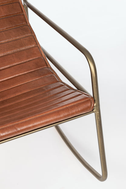 Poltrona dondolo design acciaio e vera pelle