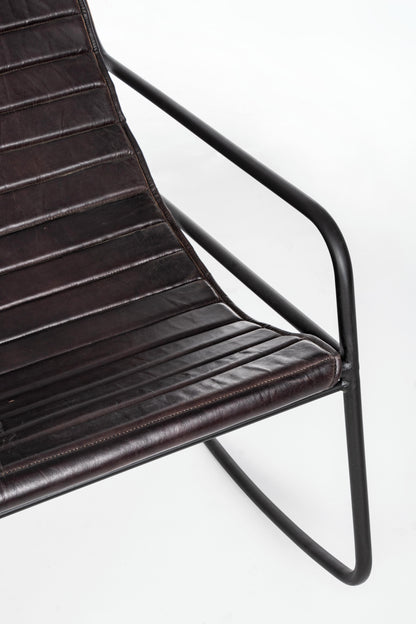 Poltrona dondolo design acciaio e vera pelle