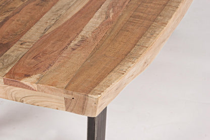 Tavolino industrial gambe in ferro piano in legno massiccio