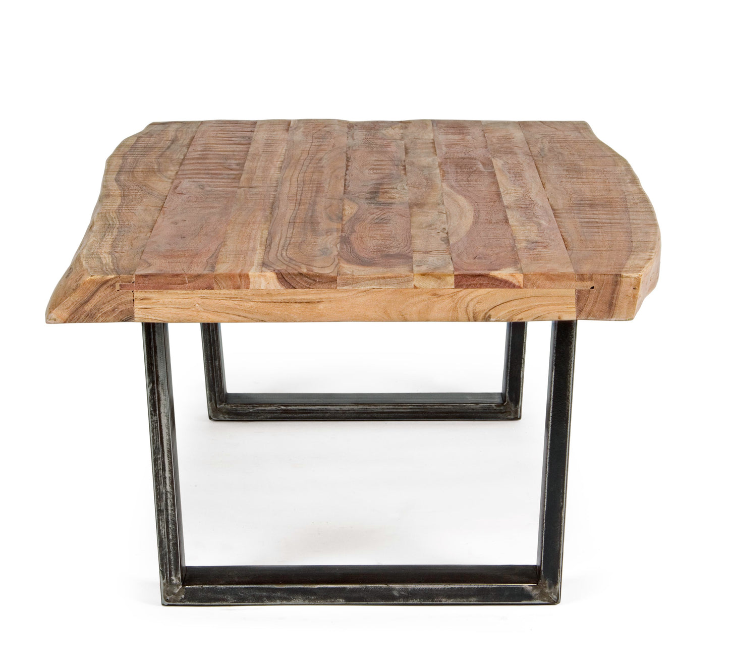 Tavolino industrial gambe in ferro piano in legno massiccio
