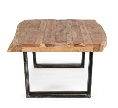 Tavolino industrial gambe in ferro piano in legno massiccio