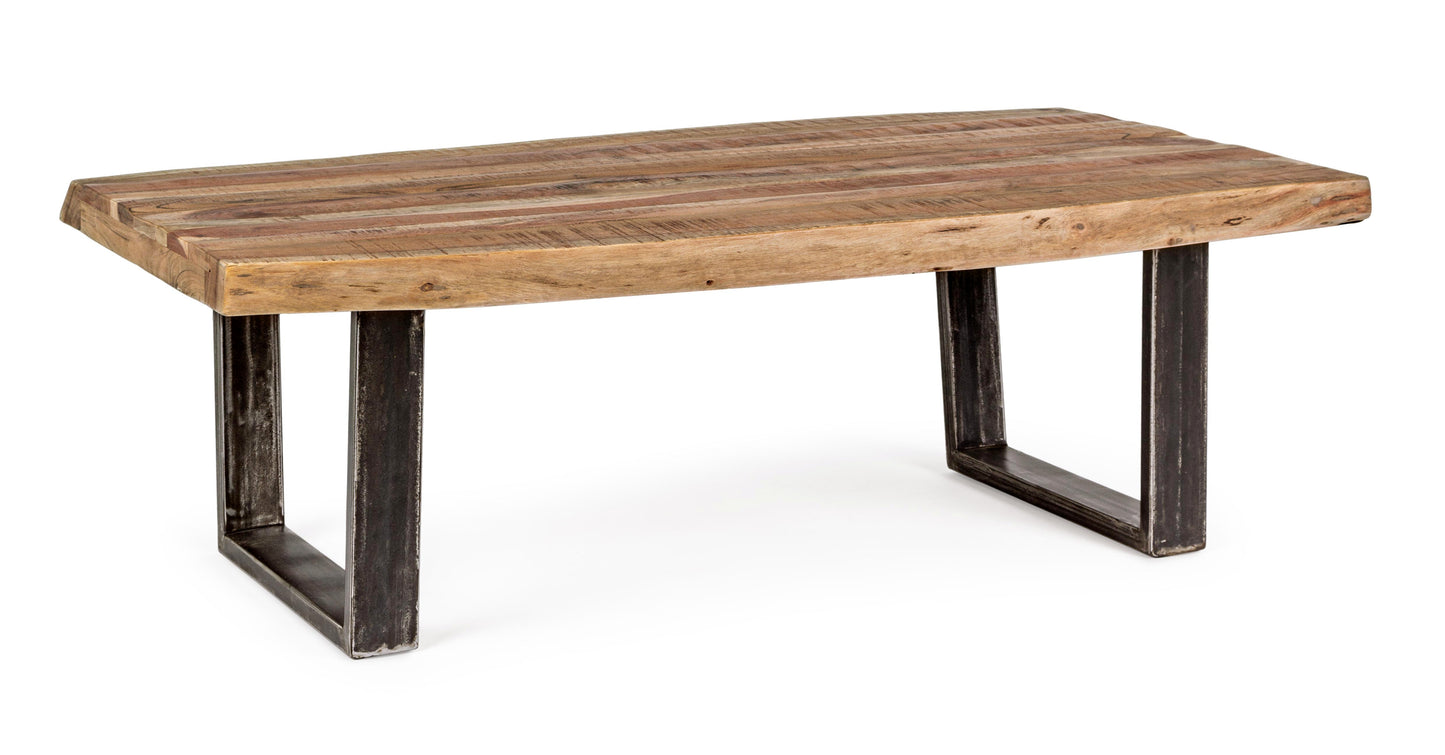 Tavolino industrial gambe in ferro piano in legno massiccio